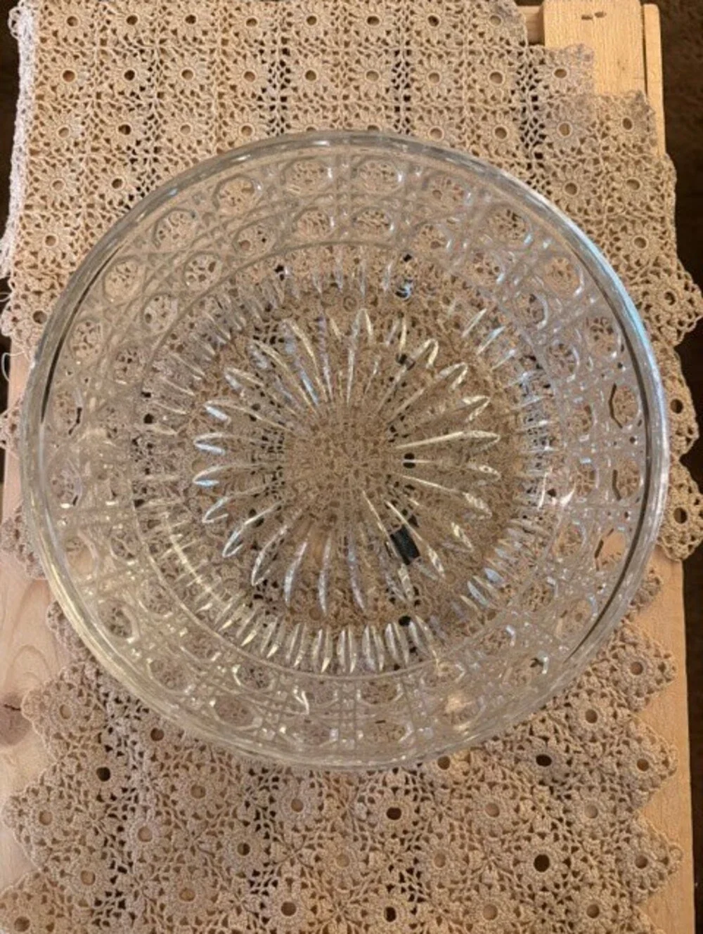 Vintage Clear Glass Decorative Bowl with Textured Pattern